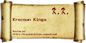 Krecsun Kinga névjegykártya